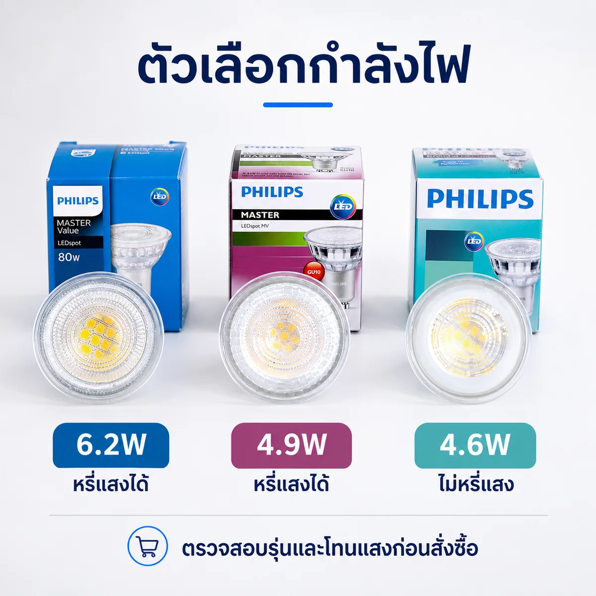 Philips GU10 4.6W, 4.9W and 6.2W models