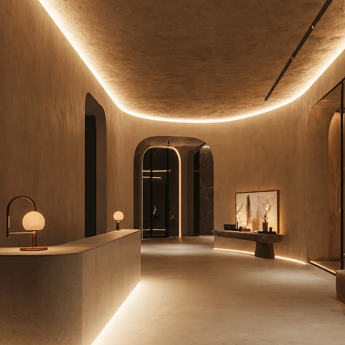 Warm architectural cove lighting using a COB LED strip